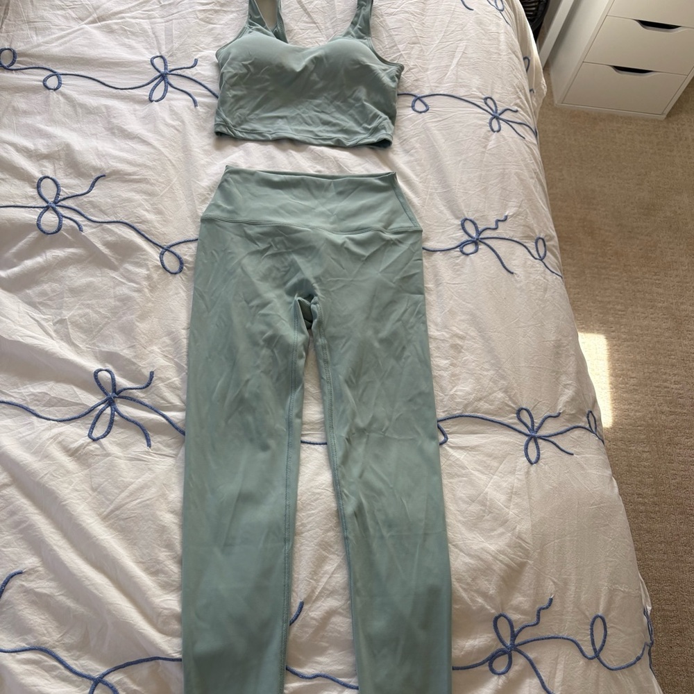 Sea Green Lululemon Align tank and Legging Set